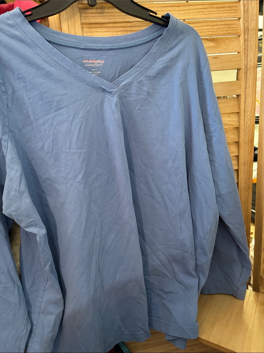 Ladies V-Neck Long Sleeve Shirt - Blue
